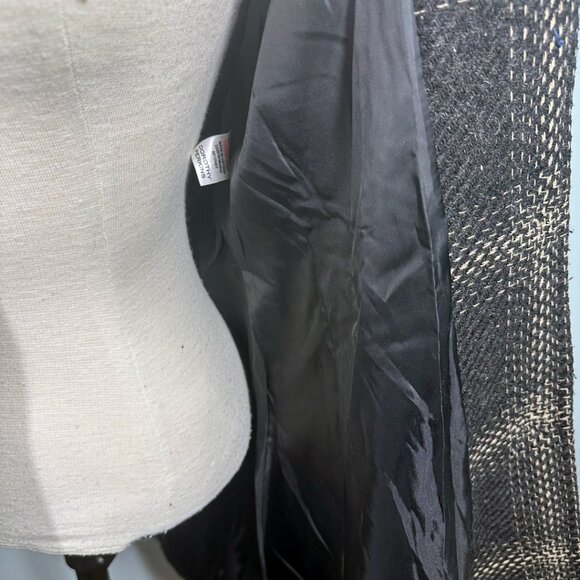 Dorothy Perkins Wool Blend Belted Coat UK 10 Euro 38 Black Cream Plaid Check - Picture 6 of 9